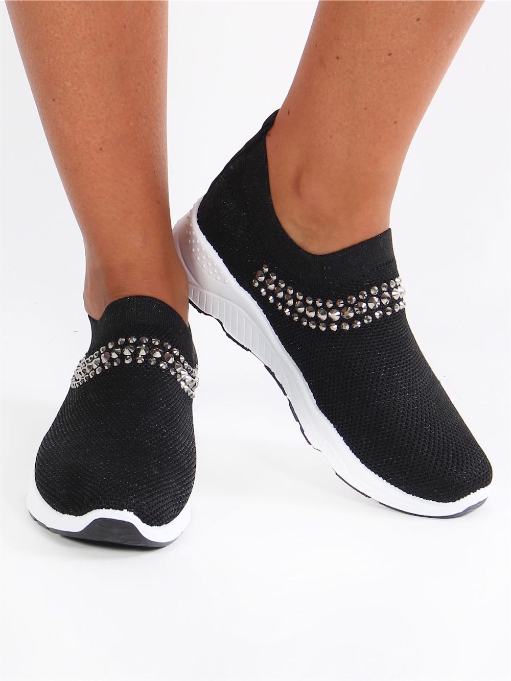 Mimi - Svarta strumpskor med imiterad tå